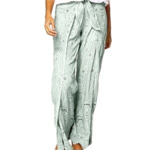 Young Fabulous & Broke Mint Eyelet Wide Leg Pants Boho Beach coastal boho resort